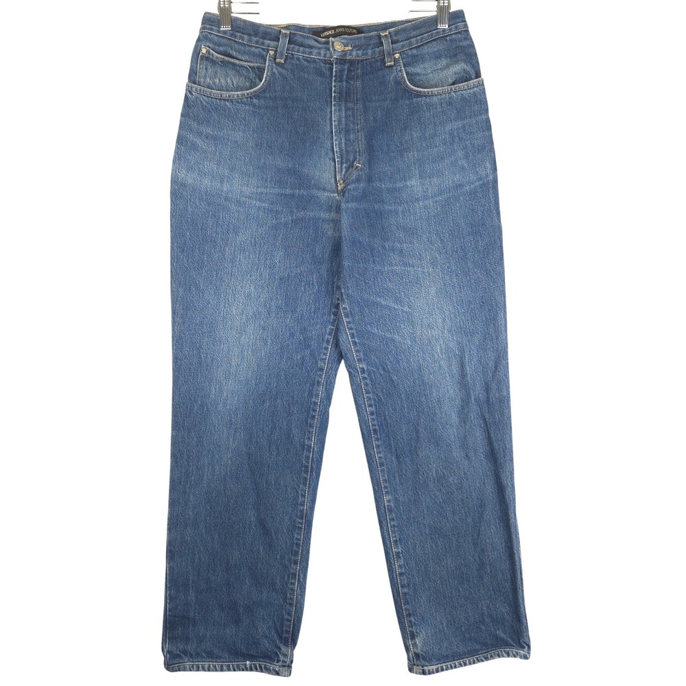 Versace Jeans Couture Mens‎ Blue Relaxed Straight Leg Denim Jeans Italy 32x28